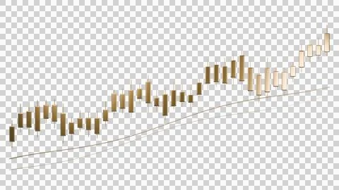 Polished gold Candlestick Chart - Wide View - 3D Illustration Stockillustratie