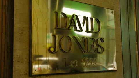 Polished Metal Plaque on Stone Wall Along Pitt Street in Sydney, Australia Stock Footage 345730111