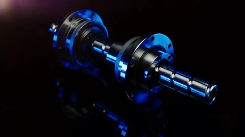Polished Precision Metal Shaft Rotating on Black, Studio Product Shot Stock Footage 341493746
