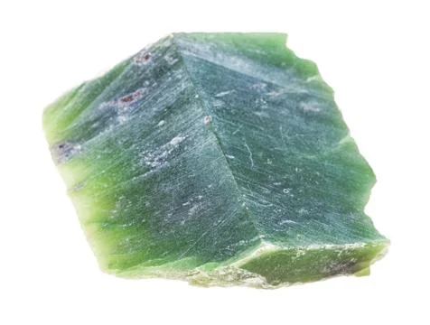 Polished raw Nephrite (green jade) stone isolated Stock Photos