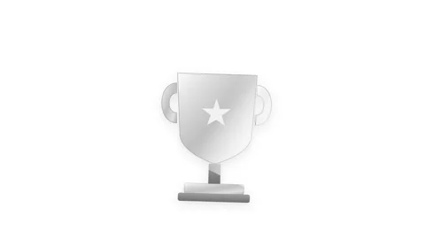 Polished Silver Trophy Cup Icon with Metallic Gradient and Sweeping Light S.. Stock Footage 346611698