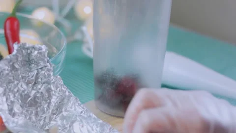 Polished tabletop moment: combining beet color through dough Stock Footage 342173427