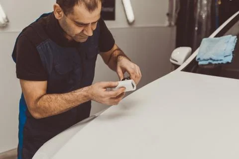 Polished white car Stock Photos