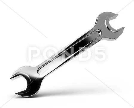 Polished wrench on the isolated white background Stock Illustration
