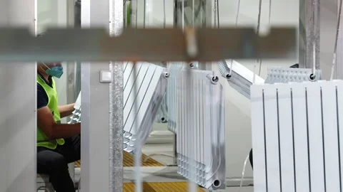 Polishing of batteries. Production of heating systems. Stock Footage 310724329