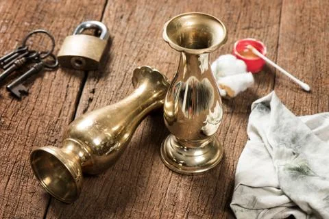 Polishing brass Foto stock