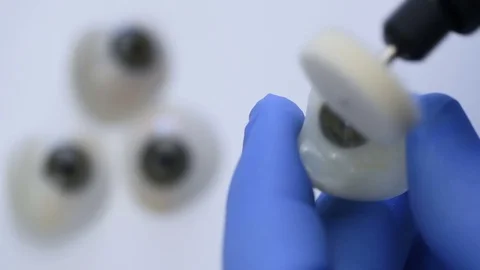 Polishing of the eye prosthesis Stock Footage 82289638
