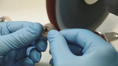 Polishing of an eye prosthesis Stock Footage 157508224