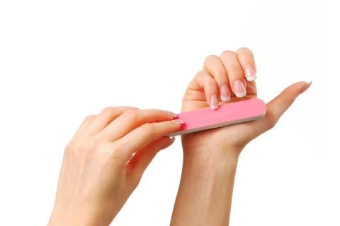 Polishing fingernails Stock Photos