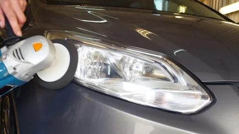 Polishing of Headlights Stock Footage 72113785
