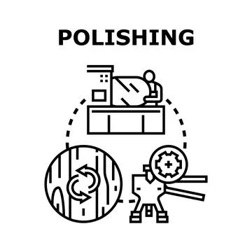 Polishing process with manufacturing and finish tools Stock Illustration
