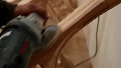 Polishing wood sofa 1 Shot Stock Footage