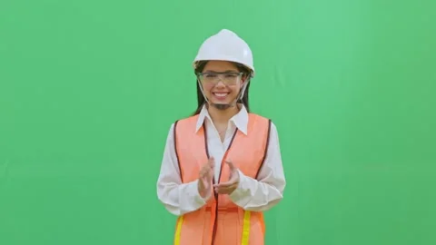 Polite Appreciation Clapping Hands Female Safety Engineer Stock Footage 331863674