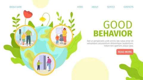 Polite child character with good behavior, vector illustration. Cute little kid Stock Illustration