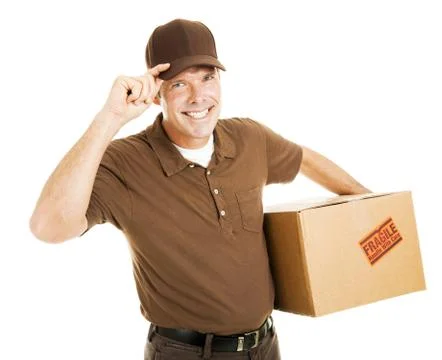 Polite Delivery Man Tips Hat Stock Photos
