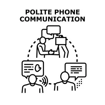 Polite phone communication concept vector illustration Stock Illustration