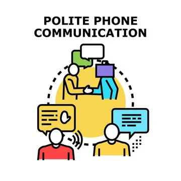 Polite phone communication concept vector illustration Stock Illustration