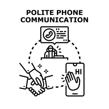 Polite phone communication concept vector illustration Stock Illustration