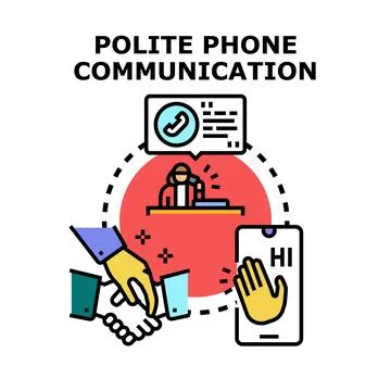 Polite phone communication concept vector illustration Stock Illustration
