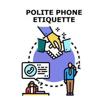 Polite phone etiquette concept vector illustration Stock Illustration