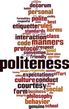 Politeness word cloud Illustrazione stock