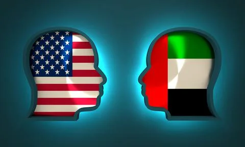 Politic and economic relationship between USA and United Arab Emirates Stock Illustration