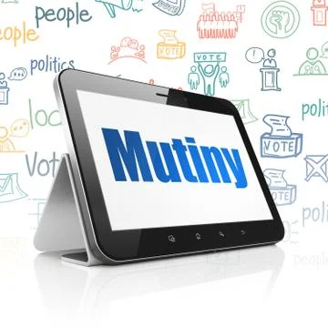 Political concept: Tablet Computer with Mutiny on display Stock Illustration