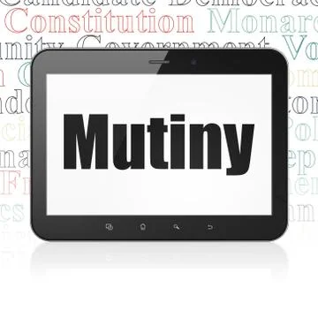 Political concept: Tablet Computer with Mutiny on display Stock Illustration