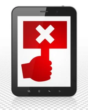 Political concept: Tablet Pc Computer with Protest on display Stock Illustration