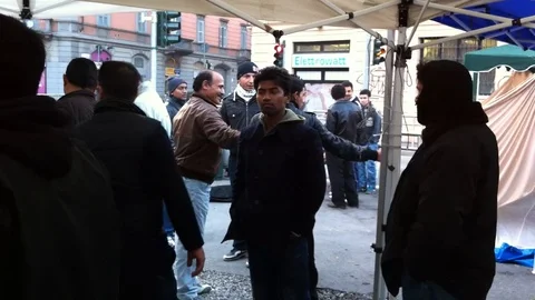 Political Demonstration Protest of foreignes immigrant in Milan, Italy 動画素材 92853397
