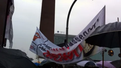 Political Demonstration Protest of foreignes immigrant in Milan, Italy 動画素材 92853422