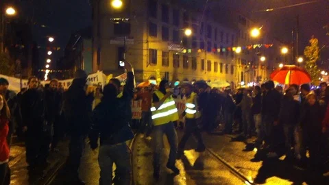 Political Demonstration Protest of foreignes immigrant in Milan, Italy 動画素材 92853465