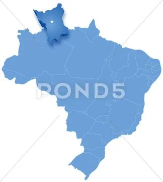 Political map of brazil ~ Clip Art ~ Download Now #35771627