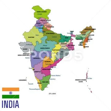Political map of India Stock Illustration ~ #131968004