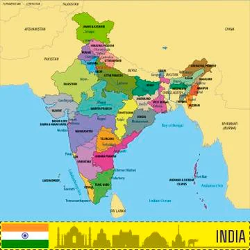 Political map of India Illustrazione stock