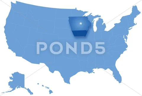 Political map of united states with all states where iowa is pulled out Stock Illustration
