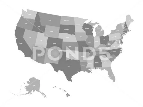 Political map of United States od America, USA. Simple flat vector map in four Stock Illustration