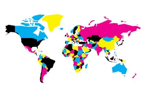 Political map of World. Simplified vector map in CMYK colors Stock Illustration