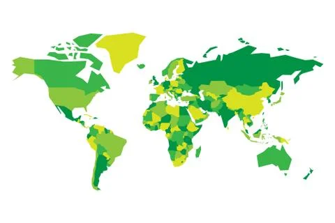 Political map of World. Simplified vector map in four shades of green Stock Illustration