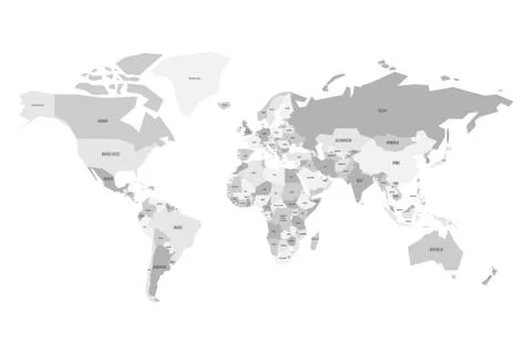 Political map of World. Simplified vector map in four shades of grey Stock Illustration