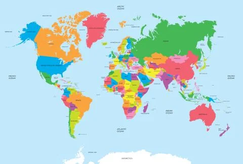 Political map of the world vector Stock Illustration
