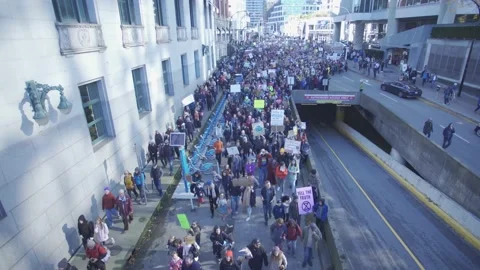 Political Protest Crowd Marching the Streets Stock-Footage 139249803