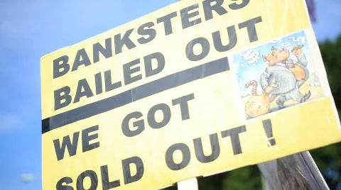 Political protest of US bail out Stock Footage