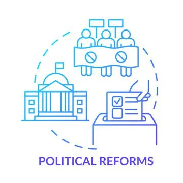 Political reforms blue gradient concept icon Stock Illustration