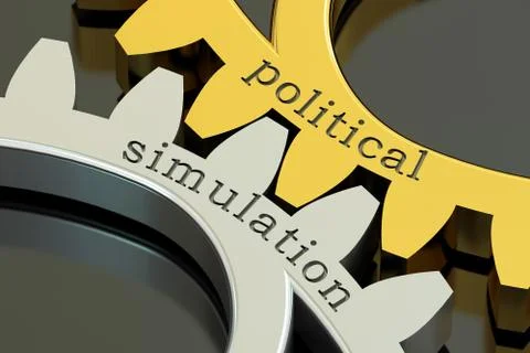 Political simulation concept on the gearwheels 3D rendering Stock Illustration