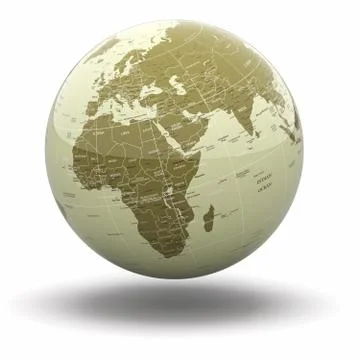 Political world globe on white isolated background. 3d Stock Illustration