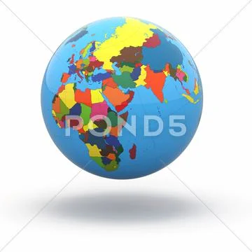 Political world globe on white isolated background. 3d Stock Illustration
