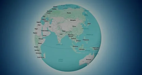 Political world map with countries rotating on a blue background Stock Footage 345590802