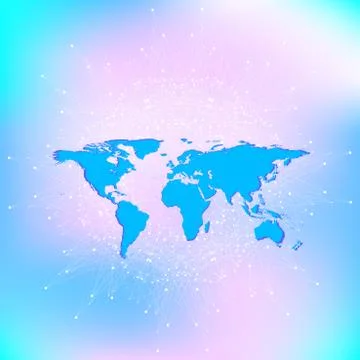 Political World Map with global technology networking concept. Digital data Illustrazione stock