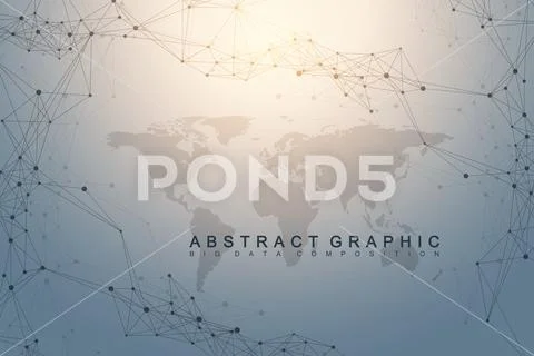 Political World Map with global technology networking concept. Digital data Stock Illustration